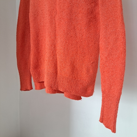 Hollister | Orange & hint of pink knit womens v neck long sleeved sweater - Picture 5 of 12